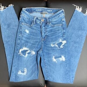 American Eagle Outfitters Blue Distressed Women's Jeans